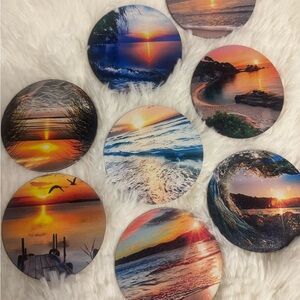 Sunset Beach Themed 8 pcs Coasters Set. New.